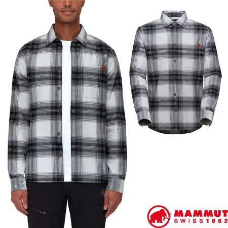 【瑞士 MAMMUT 長毛象】男 Trovat 100% 有機棉柔軟透氣格紋長袖襯衫/1015-01350 鉑金灰/黑✿30E010